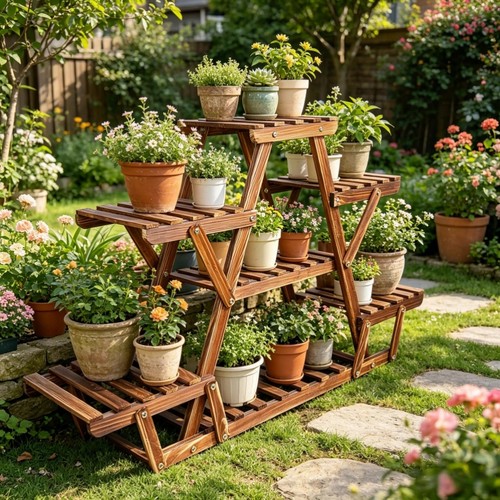 Wooden plant stand indoor - stand,