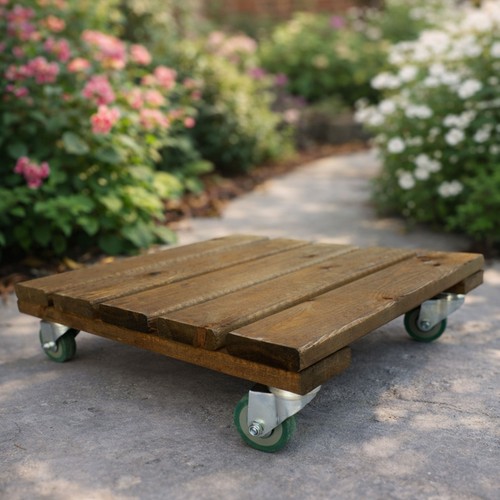 Plant pot caddy mover wooden - plant,