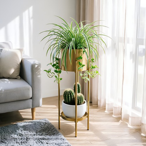 Gold metal plant stand - gold,