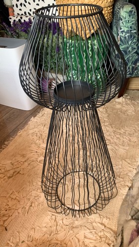 Large black metal wire planter - large,