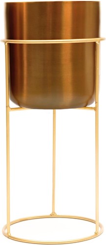 Brushed metal plant - pot, stand