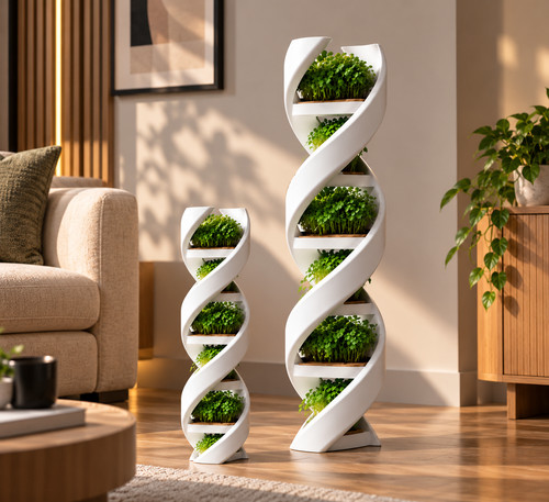 Spiral plant stand with pots - with,