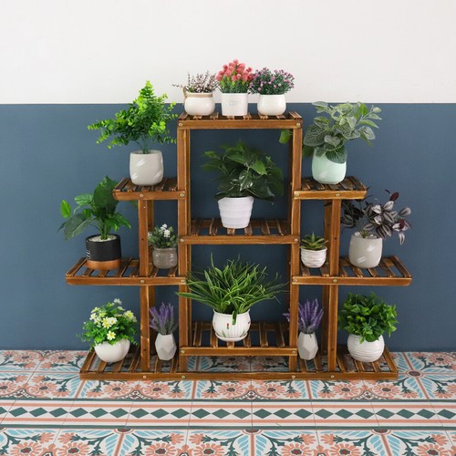 Multi tier wooden plant stand - plant,