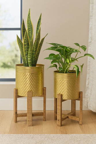 Metal gold pot stands - gold, indoor