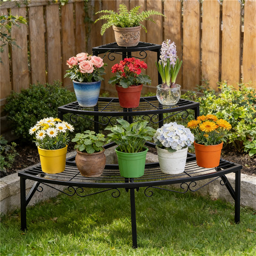 Tiered iron plant stand - iron,