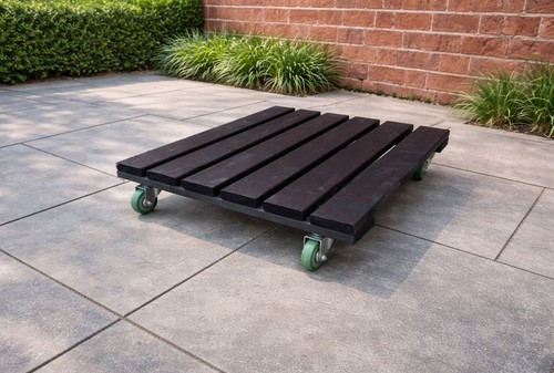 Plant pot trolley wooden stand - pot,