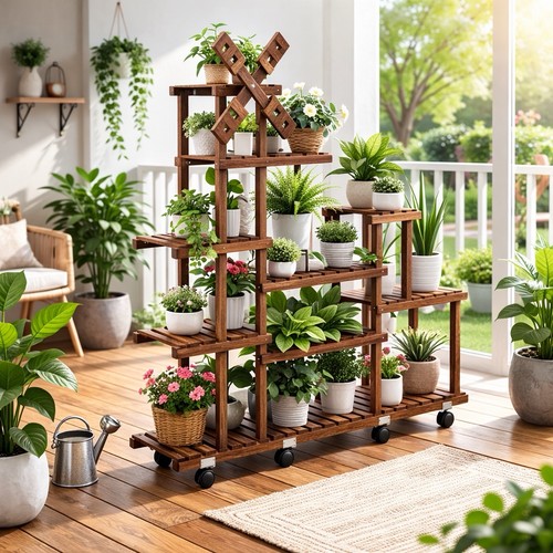 Premium wooden plant stand - premium,